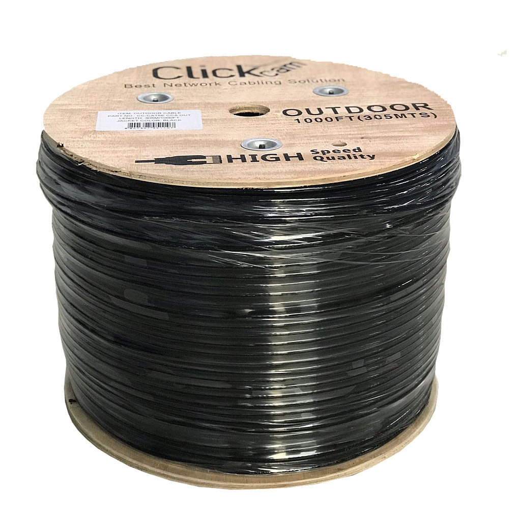 BOBINA DE CABLE UTP CAT. 6, CCA, 305M, PARA EXTERIOR, COLOR NEGRO, ZKTeco